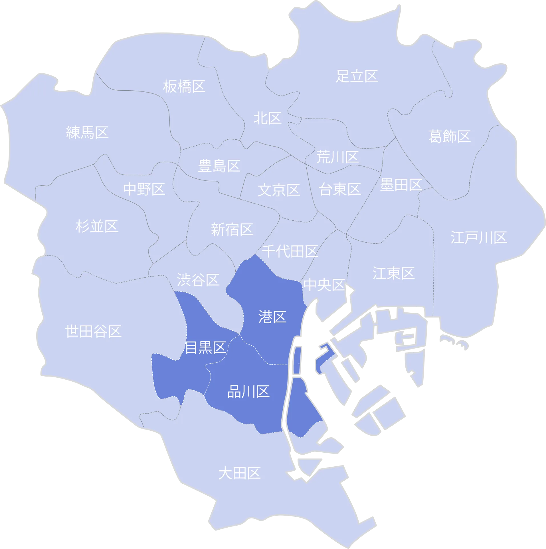 訪問看護ステーション ウェイオブライフ 対応エリアマップ（東京都品川区北品川を中心）